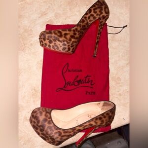 Christian Louboutin Leopard Print Pony Hair Pumps with Red Soles